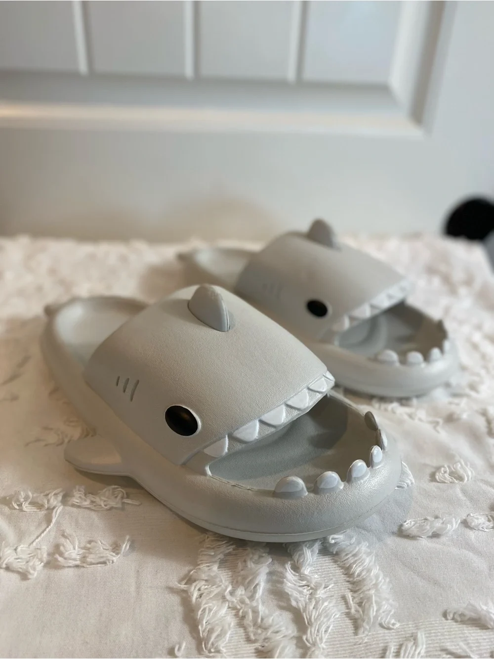 New!  Light Gray Shark Slide Sandals for Kids